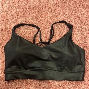 Shiny Green Metallic Sports Bra